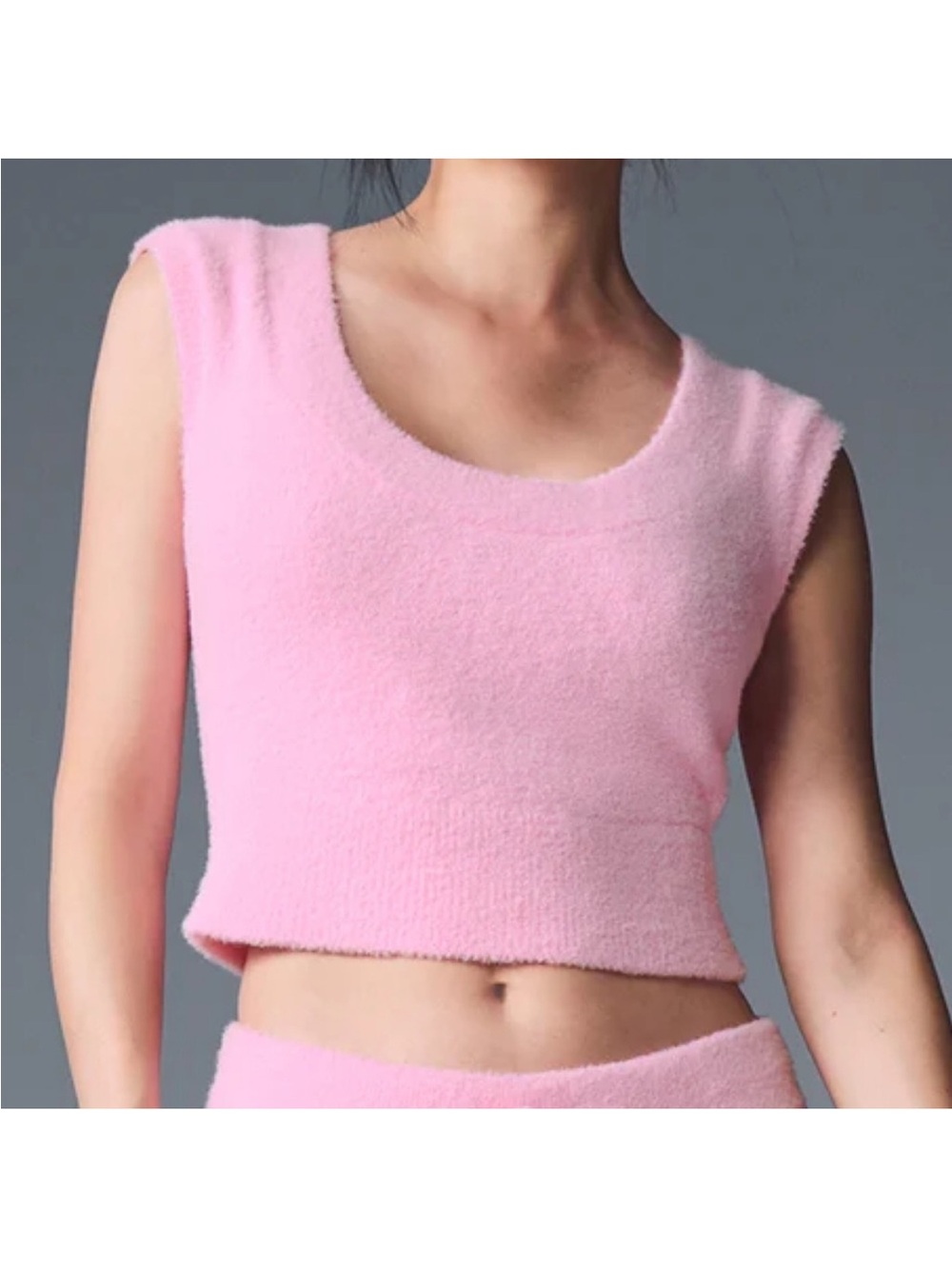 Alo Yoga Snuggle Up Sweater Short Sleeve Sweet Pink - Small - FLAW faint stains